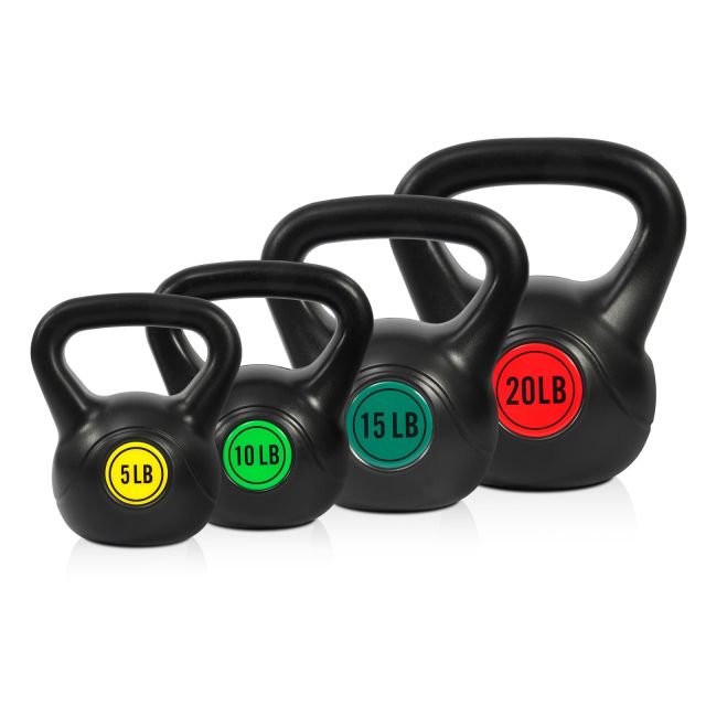 Fitvids Kettlebell Sets ( 4 Piece Strength Training Kettle Bells Weight Set 5,10,15 and 20 lbs)